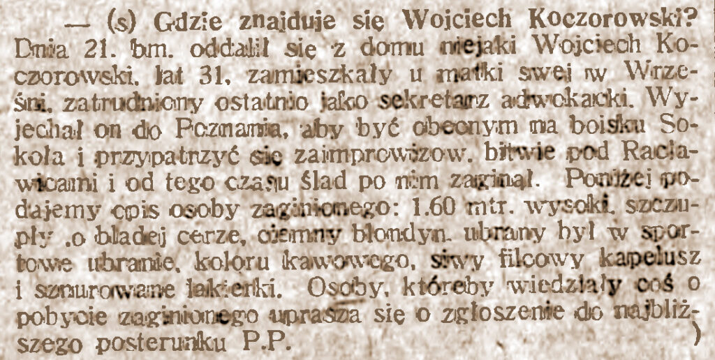 Wojciech Koczorowski - Lech nr 199 z 1.09.1927 r.