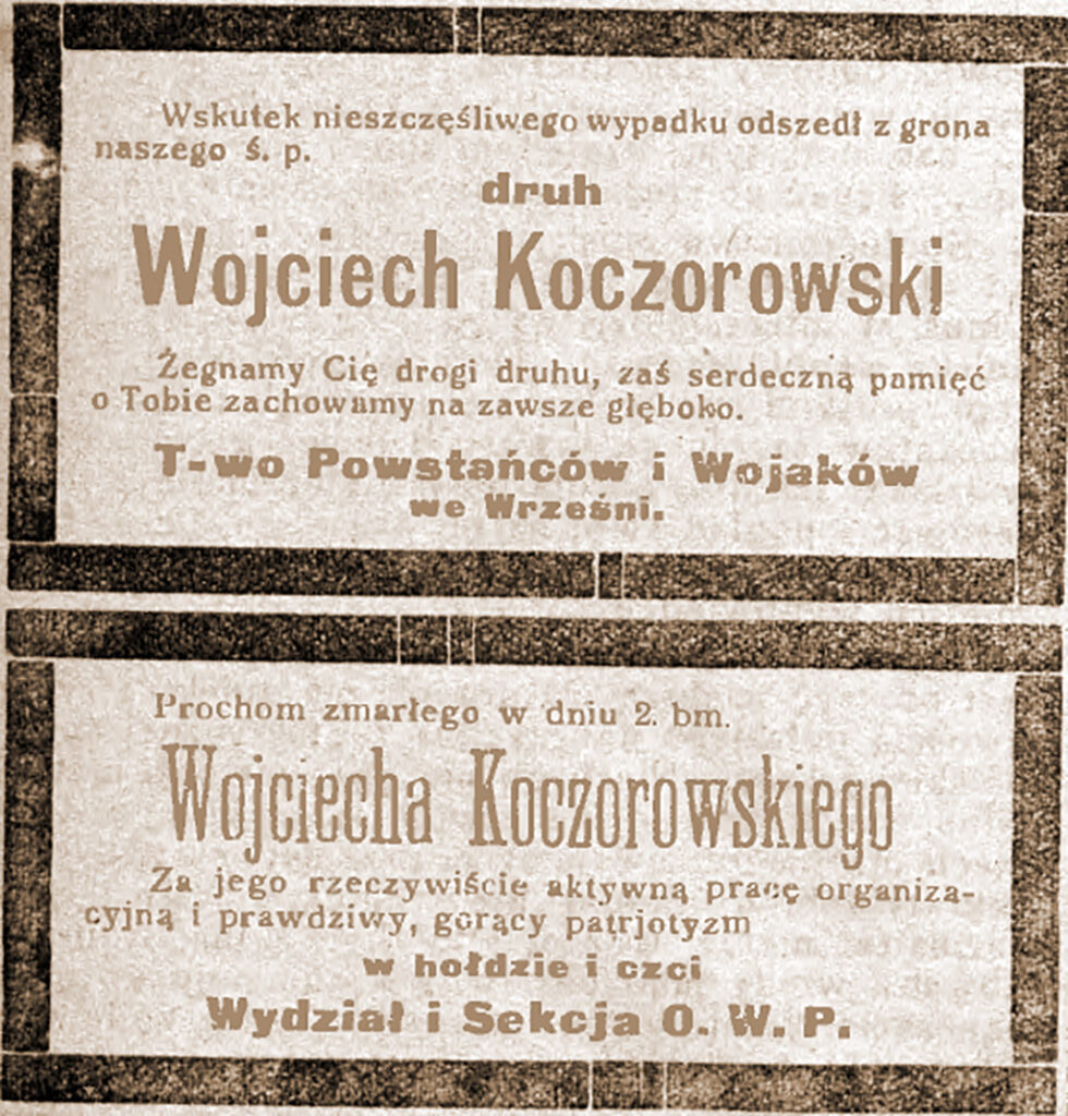 Wojciech Koczorowski - Orędownik Wrzesiński nr 103 z 8.09.1927 r.