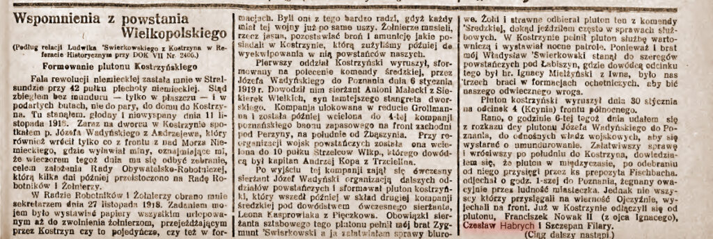 Czesław Habrych - Kurier Średzki nr 148 z 25.12.1934 r.