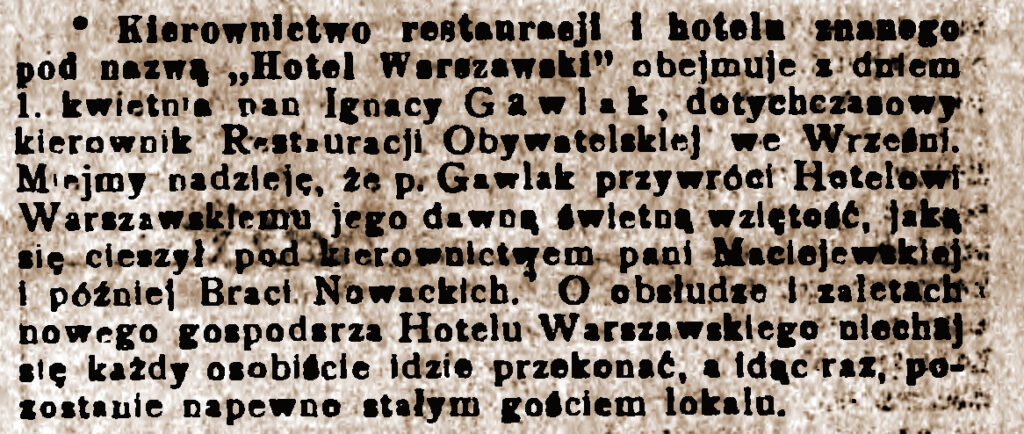 Ignacy Gawlak - Orędownik Wrzesiński  nr 38 z 31.03.1931 r.