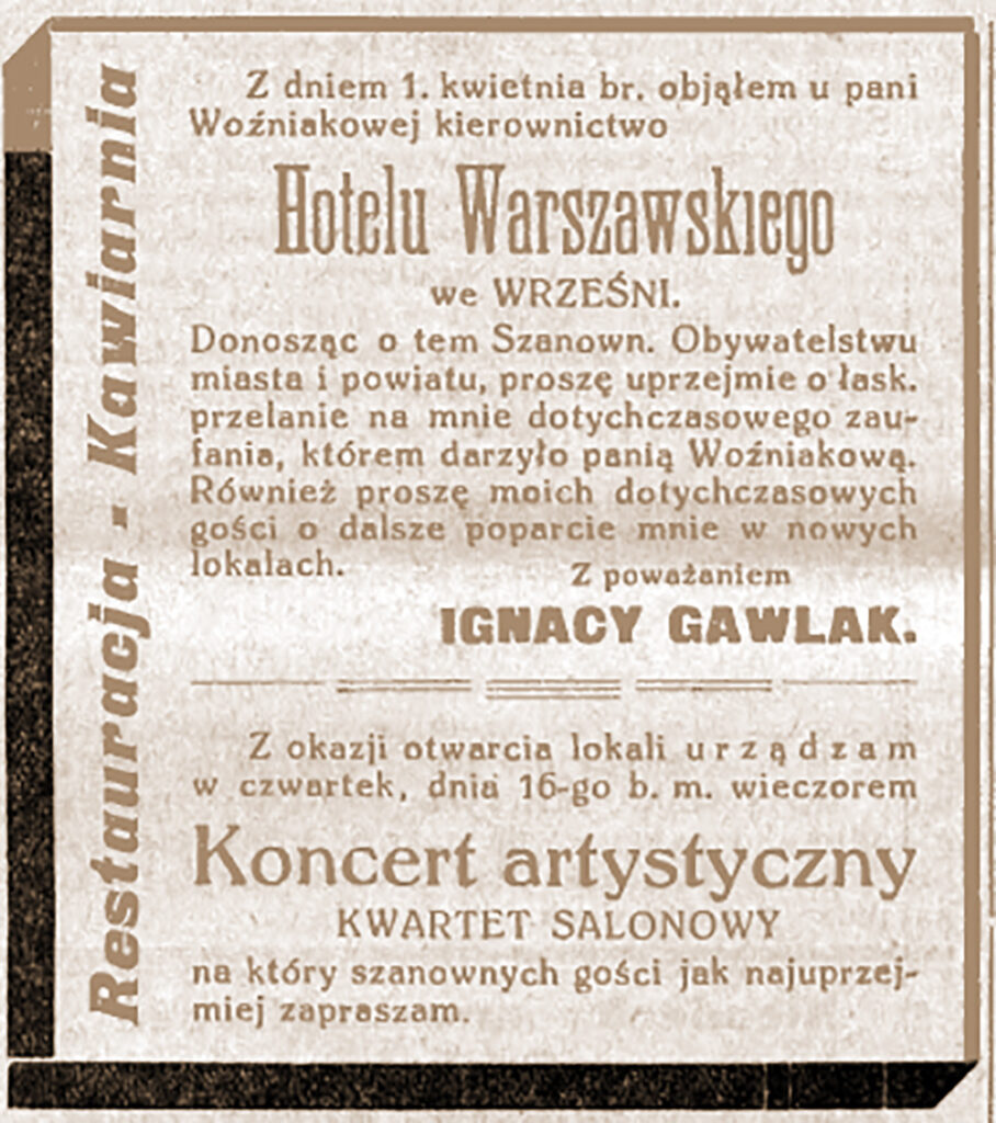 Ignacy Gawlak - Orędownik Wrzesiński  nr 44 z 16.04.1931 r.