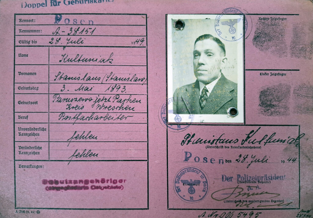 Stanisław Kołtuniak (źródło: Archiwum Państwowe w Poznaniu Oddział w Gnieźnie, Karty ewidencyjne mieszkańców powiatu wrzesińskiego z okresu II wojny światowej, sygn. 807, dokument udostępnił Jarosław Dominik Górski)