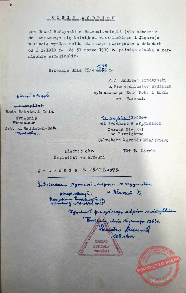 Józef Budzyński (dokument udostępnił Jarosław Dominik Górski)