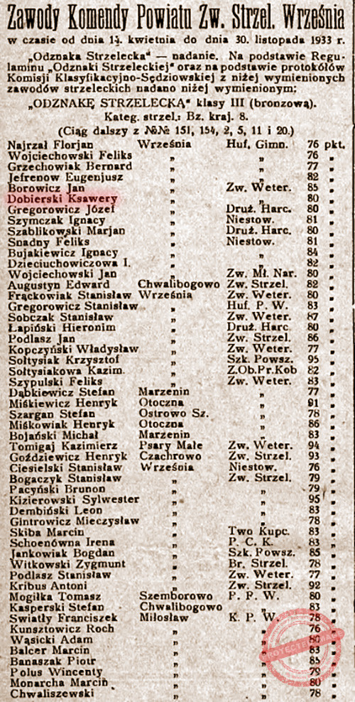 Ksawery Dobierski - Orędownik Wrzesiński  nr 23 z 24.02.1934 r.