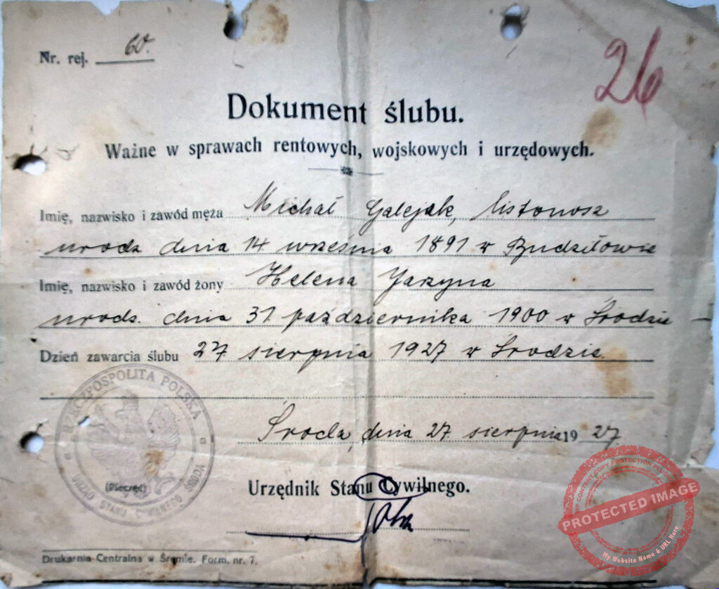 Michał Galejak (dokument udostępniła Izabela Plewińska)