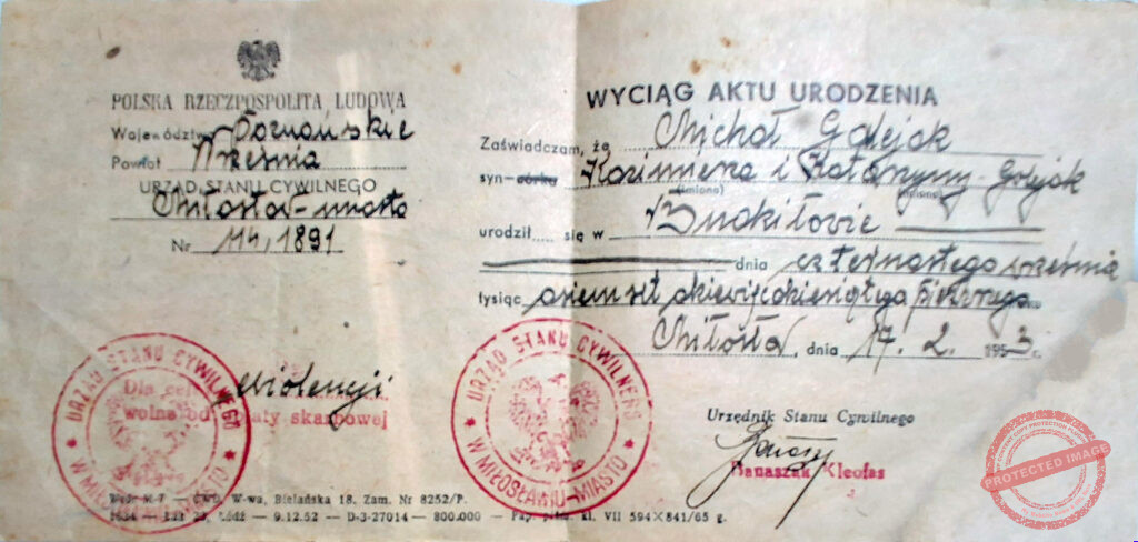 Michał Galejak (dokument udostępniła Izabela Plewińska)