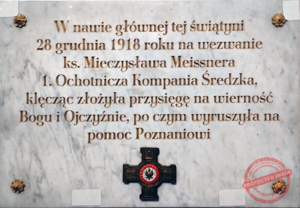 Tablica pamiątkowa znajdująca się w Kolegiacie pw. Wniebowzięcia NMP w Środzie Wielkopolskiej (zdjęcie udostępnił Remigiusz Maćkowiak)