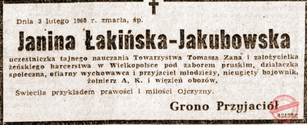 Janina Łakińska Jakubowska - Głos Wielkopolski nr 31 z 6.02.1960 r.