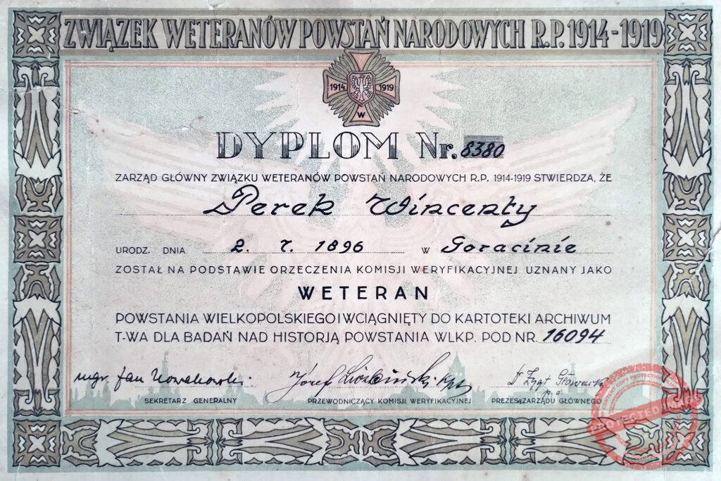 Wincenty Perek (dokument udostępnił Jerzy Pawlak)
